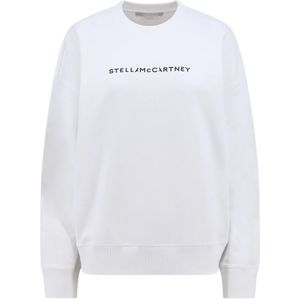 Stella McCartney, Sweatshirts & Hoodies, Dames, Wit, M, Katoen, Witte Sweatshirt met Logo Print
