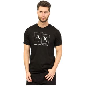 Armani Exchange, Tops, Heren, Zwart, M, Katoen, T-Shirts