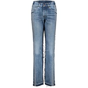 Maison Margiela, Stonewashed Omgekeerde Panelen Straight Jeans Blauw, Dames, Maat:S