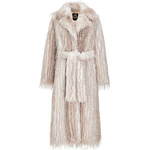 Cesare Gaspari, Mantels, Dames, Beige, L, Leer, Lange Faux Fur Coat