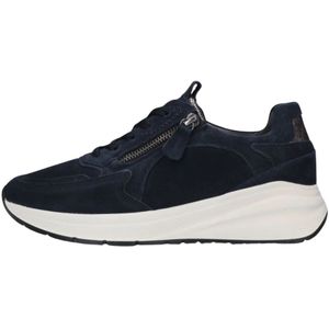 Gabor, Schoenen, Dames, Blauw, 39 EU, Suède, Zwarte Lage Sneakers met Pantherprint