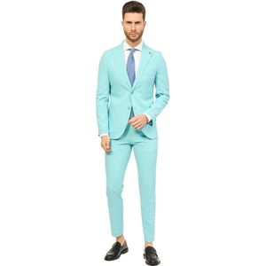 Mulish, Pakken, Heren, Blauw, L, Turquoise Slim Fit Jurk met Details