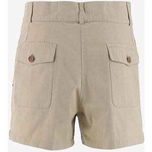 Aspesi, Korte broeken, Dames, Beige, S, Katoen, Beige Katoenen Shorts met Geplooide Voorkant