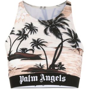 Palm Angels, Tops, Dames, Beige, S, Beige Ss 23 Dames Topkleding met Metalen Details