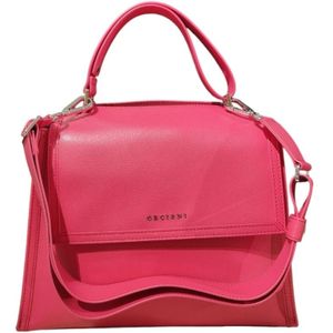 Orciani, Fuchsia Sveva Medium Leren Tas Roze, Dames, Maat:ONE Size