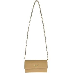 Pollini, Tassen, Dames, Beige, ONE Size, Beige Synthetische Portemonnee met Gouden Ketting