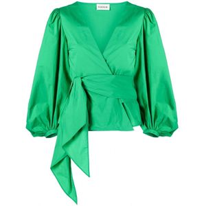 P.a.r.o.s.h., Groene V-hals Blouse Groen, Dames, Maat:XS