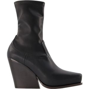 Stella McCartney, Zwarte Cowboy Laarzen van Synthetisch Leer Zwart, Dames, Maat:38 EU