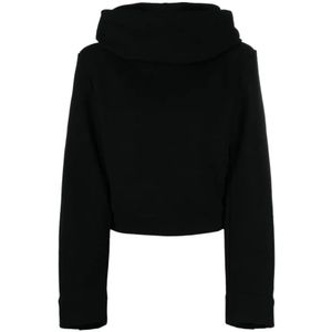 Saint Laurent, Sweatshirts & Hoodies, Dames, Zwart, L, Katoen, Zwarte hoodie met gewatteerde schouders