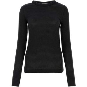 Jil Sander, Zwarte stretch gebreide trui Zwart, Dames, Maat:M