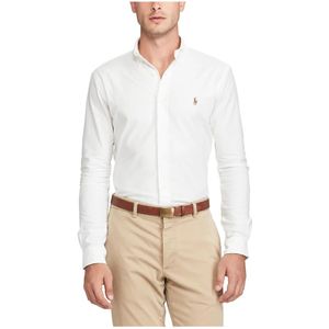 Ralph Lauren, Overhemden, Heren, Wit, S, Katoen, Witte Slim Fit Oxford Overhemd