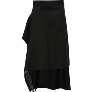 Y-3, Asymmetrische Rok van Gerecycled Polyester-Wol Blend Zwart, Dames, Maat:XS