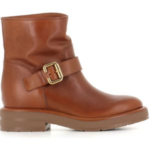 Chloé, Schoenen, Dames, Bruin, 40 EU, Leer, Cognac Leren Sleehaklaarzen