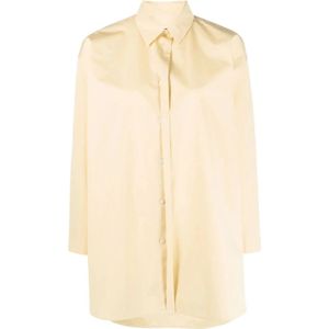 Jil Sander, Blouses & Shirts, Dames, Beige, M, Katoen, Long Sleeve Tops