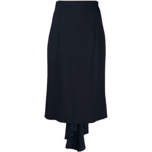 Moschino, Middernachtblauwe Geplooide Asymmetrische Midi Rok Blauw, Dames, Maat:S