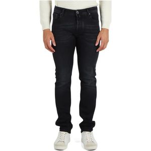 Jacob Cohën, Jeans, Heren, Zwart, W30, Katoen, Slim Fit Five-Pocket Jeans