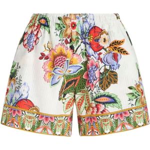 Etro, Korte broeken, Dames, Veelkleurig, 2Xs, Bloemenprint Bouquet Shorts
