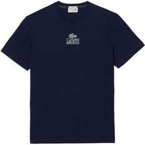 Lacoste, Tops, Heren, Blauw, XL, Katoen, Blauw Katoenen Heren T-shirt