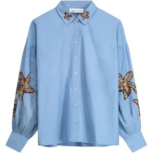 Pom Amsterdam, Blouses & Shirts, Dames, Blauw, L, Blauwe Blouses
