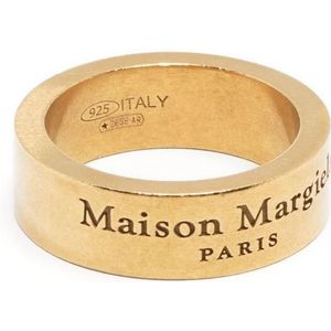 Maison Margiela, Gegraveerde-Logo Zilveren Ring Geel, Heren, Maat:2XL