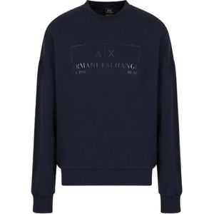 Armani Exchange, Sweatshirts & Hoodies, Heren, Blauw, S, Katoen, Stijlvolle Sweatshirt