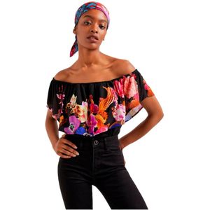 Desigual, Tops, Dames, Zwart, S, Tank-top bloemen