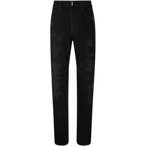 Givenchy, Jeans, Heren, Zwart, W31, Katoen, Zwarte Katoenen Gescheurde Jeans