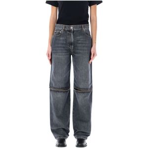 JW Anderson, Bootcut Jeans met Uitgesneden Knieën Grijs, Dames, Maat:S