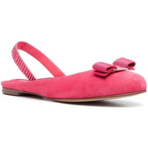 Salvatore Ferragamo, Schoenen, Dames, Roze, 35 1/2 EU, Leer, Roze Suede Ballerina Ballerina