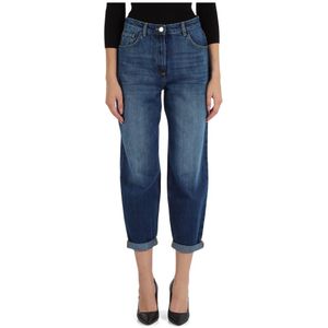 Elisabetta Franchi, Jeans, Dames, Blauw, W29, Katoen, Boyfriend Jeans Vijf Zakken