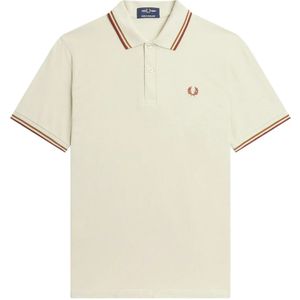 Fred Perry, Original Twin Tipped Polo - Havermeel/Donker Karamel/Whisky Bruin Beige, Heren, Maat:S