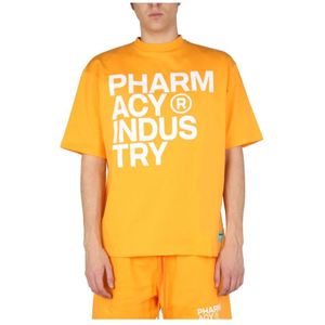 Pharmacy Industry, Tops, Heren, Oranje, S, Katoen, Logo Print T-Shirt