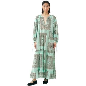 Antik Batik, Kleedjes, Dames, Blauw, S, Katoen, Katoenen voile print maxi jurk Nalii