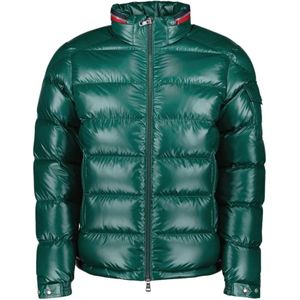 Moncler, Jassen, Heren, Groen, L, Gewatteerde Hoodie Jas