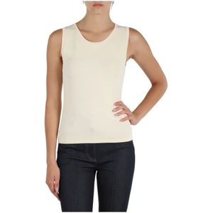 Marciano, Tops, Dames, Beige, S, Polyester, Geribbelde Logo Top Mouwloos Ronde Hals