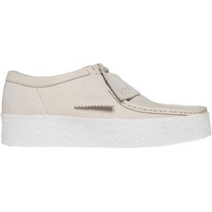 Clarks, Schoenen, Heren, Beige, 43 1/2 EU, Witte Wallabee Cup Sneaker