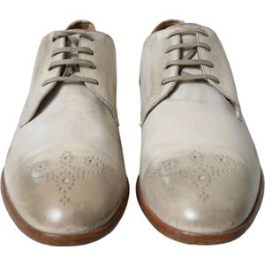 Dolce & Gabbana, Schoenen, Heren, Veelkleurig, 43 EU, Leer, Witte Leren Derby Schoenen