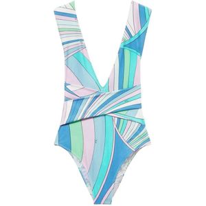 Emilio Pucci, Iride Print Diepe V-Hals Badpak Veelkleurig, Dames, Maat:S