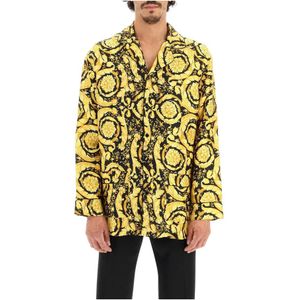 Versace, Overhemden, Heren, Geel, XL, Normaal shirt