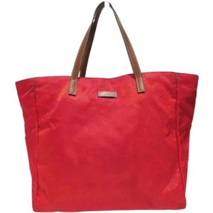 Gucci Vintage, Pre-owned, Dames, Rood, ONE Size, Nylon, Tweedehands rode nylon Gucci tas