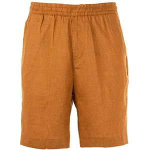 Liu Jo, Korte broeken, Heren, Bruin, M, Linnen, Heren Linnen Bermuda Shorts