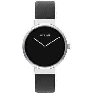 Bering, Klassiek Zwart Leren Quartz Horloge Veelkleurig, Dames, Maat:ONE Size