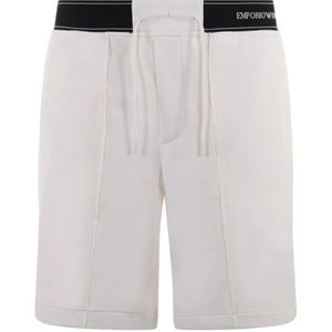 Emporio Armani, Warme witte casual shorts met trekkoord Wit, Heren, Maat:M