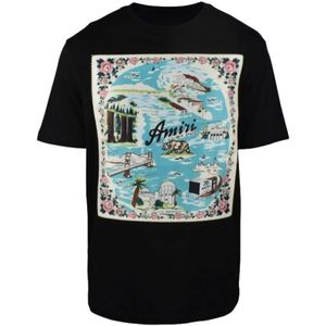 Amiri, Tops, Heren, Zwart, M, Katoen, California Grafische Print Zwarte Katoenen T-shirt