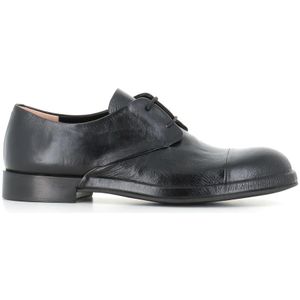 DEL Carlo, Schoenen, Dames, Zwart, 37 EU, Zwarte Leren Derby Platte Schoenen