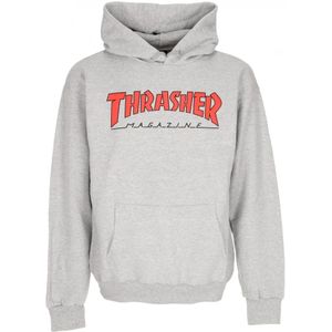 Thrasher, Outlined Hoodie Light Steel/Red Streetwear Grijs, Heren, Maat:L