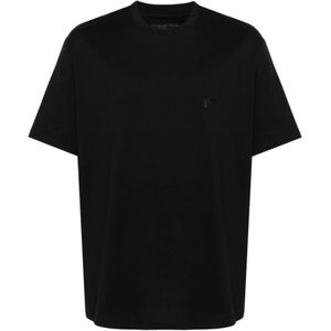 Y-3, Tops, Heren, Zwart, S, Katoen, Zwarte T-shirts en Polos met Logo Print
