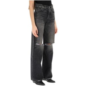 Amiri, Gescheurde jeans met wijde pijpen Zwart, Dames, Maat:W26