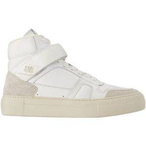 Ami Paris, Schoenen, unisex, Wit, 37 EU, Katoen, Witte Leren High-Top ADC Sneakers