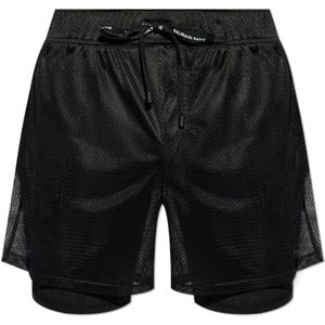 Balmain, Badkleding, Heren, Zwart, XL, Polyester, Geperforeerde shorts